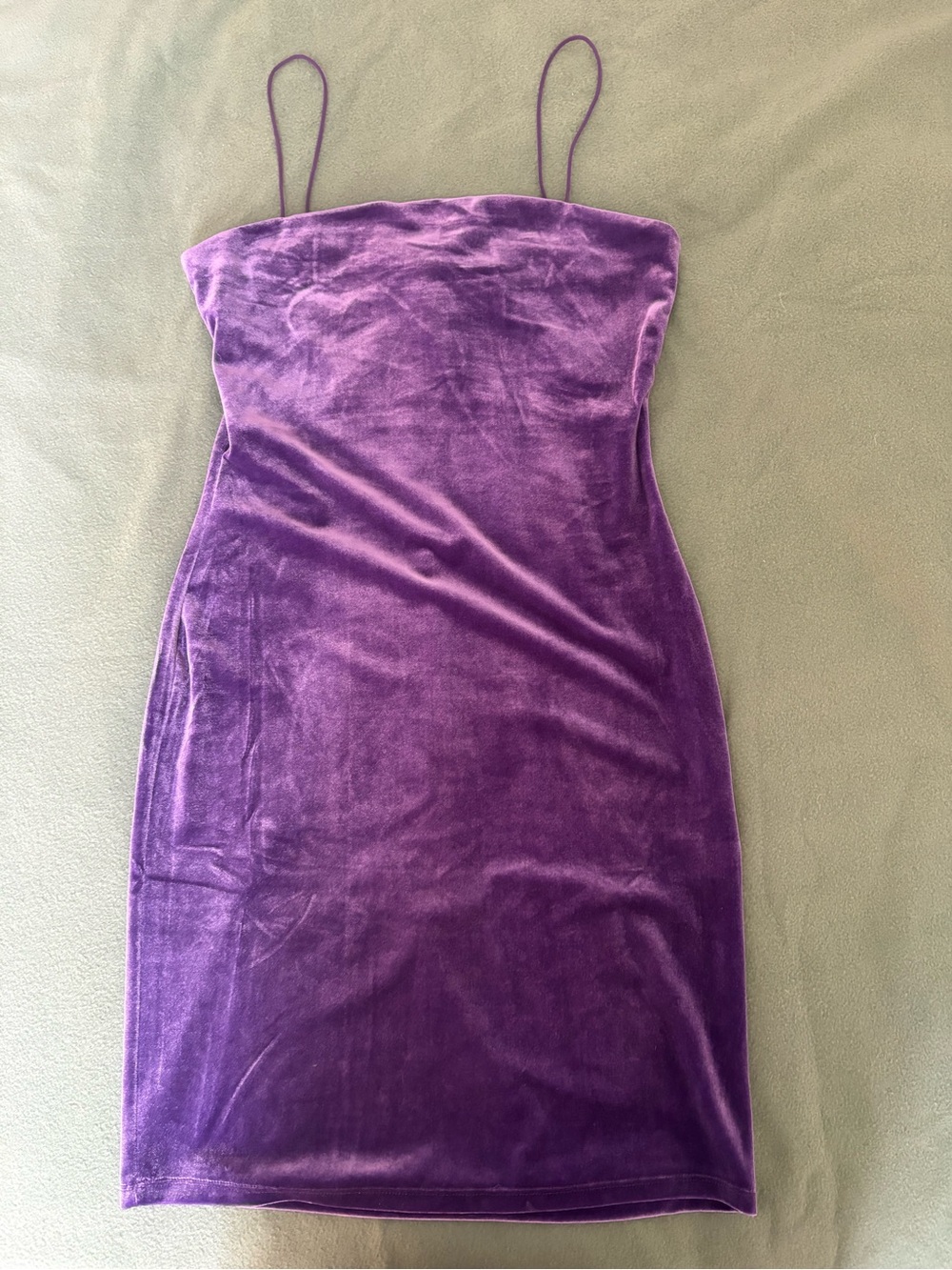 H&M Purple Velvet Spaghetti-Strap Mini Dress